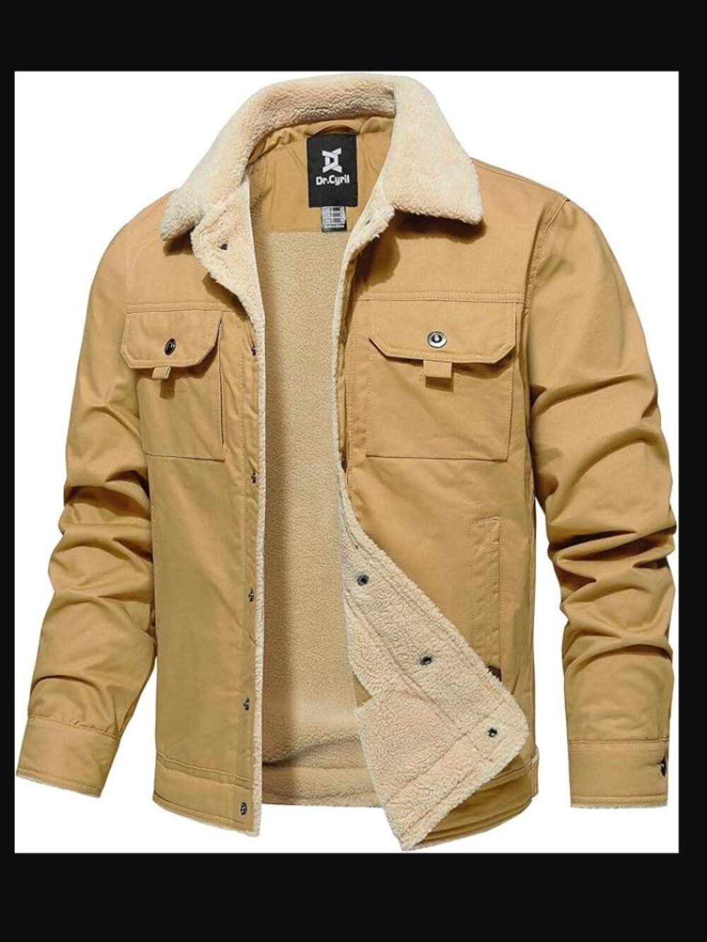 Dr.Cyril Men's Winter Jacket, Cotton Sherpa Fleece Lined Jacket - L